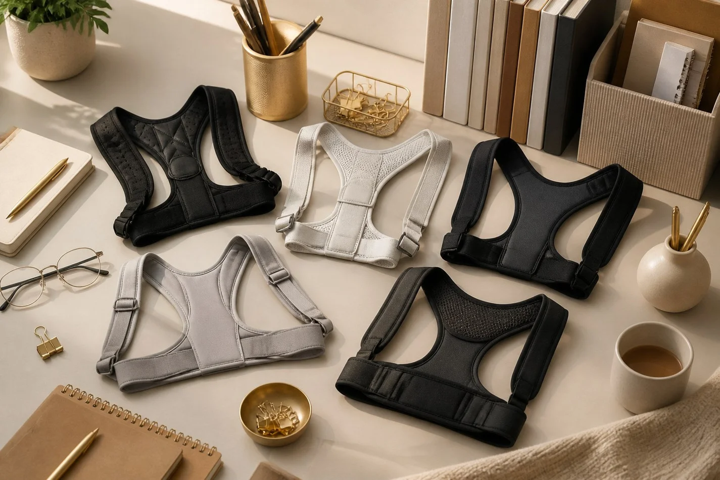 office worker posture corrector support setup